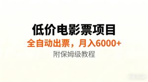低价电影票项目新玩法，全自动报价出票，月入6000+，附保姆级教程【揭秘】-菠萝头