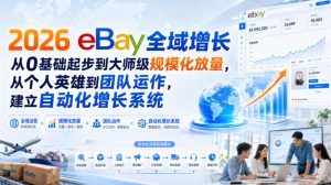 2026 eBay全域增长,从0基础起步到大师级规模化放量,从个人英雄到团队运作,建立自动化增长系统-菠萝头
