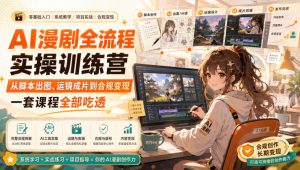 AI漫剧全流程实操训练营,从脚本出图、运镜成片到合规变现,一套课程全部吃透-菠萝头