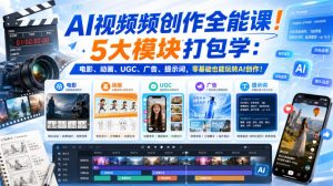 AI视频频创作全能课！5大模块打包学：电影、动画、UGC、广告、提示词，零基础也能玩转AI创作！【原创双语字幕】-菠萝头