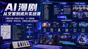 AI漫剧从文案到成片实战课｜爆款文案13种钩子写法、AI一键改稿、人物场景一致性生成、多模型出图出视频技巧-菠萝头