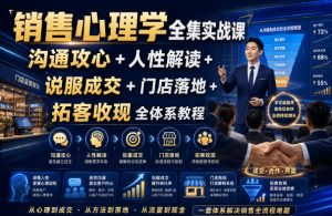 销售心理学全集实战课|沟通攻心+人性解读+说服成交+门店落地+拓客收现全体系教程-菠萝头
