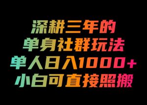 深耕三年的单身社群玩法,单人日入1000+,小白可直接照搬!【揭秘】-菠萝头