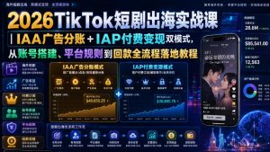 2026TikTok短剧出海实战课|IAA广告分账+IAP付费变现双模式,从账号搭建、平台规则到回款全流程落地教程-菠萝头